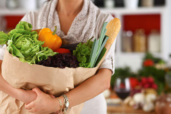 Woman shopping healthy produce